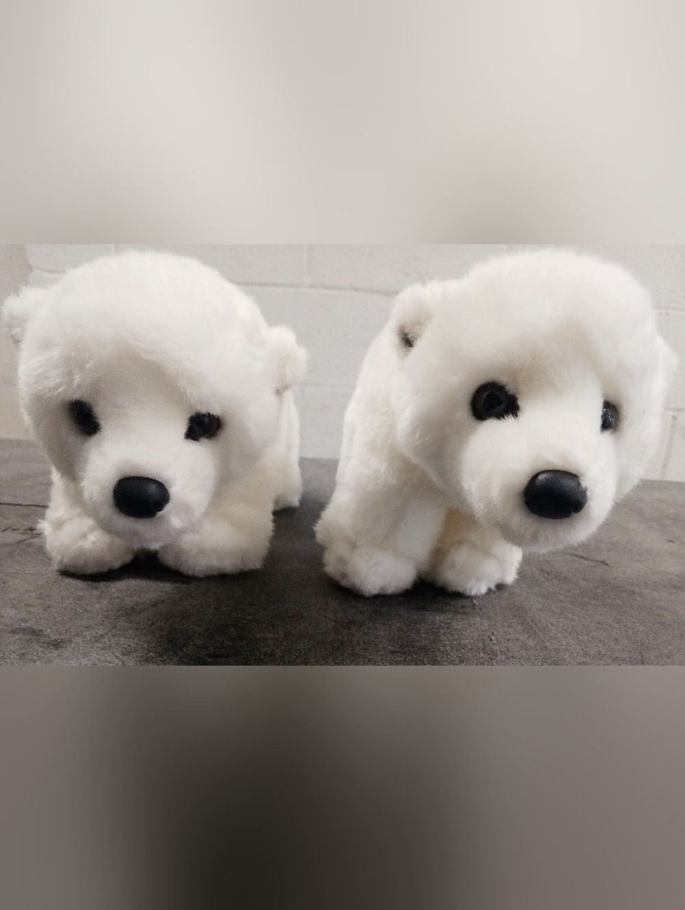 Pair of Plush White Polar Bear Stuffed Animals